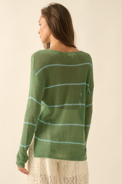 Sheer Me Out Striped Knit Loose-Fit Sweater