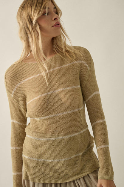 Sheer Me Out Striped Knit Loose-Fit Sweater