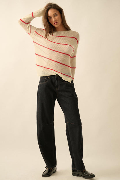 Sheer Me Out Striped Knit Loose-Fit Sweater