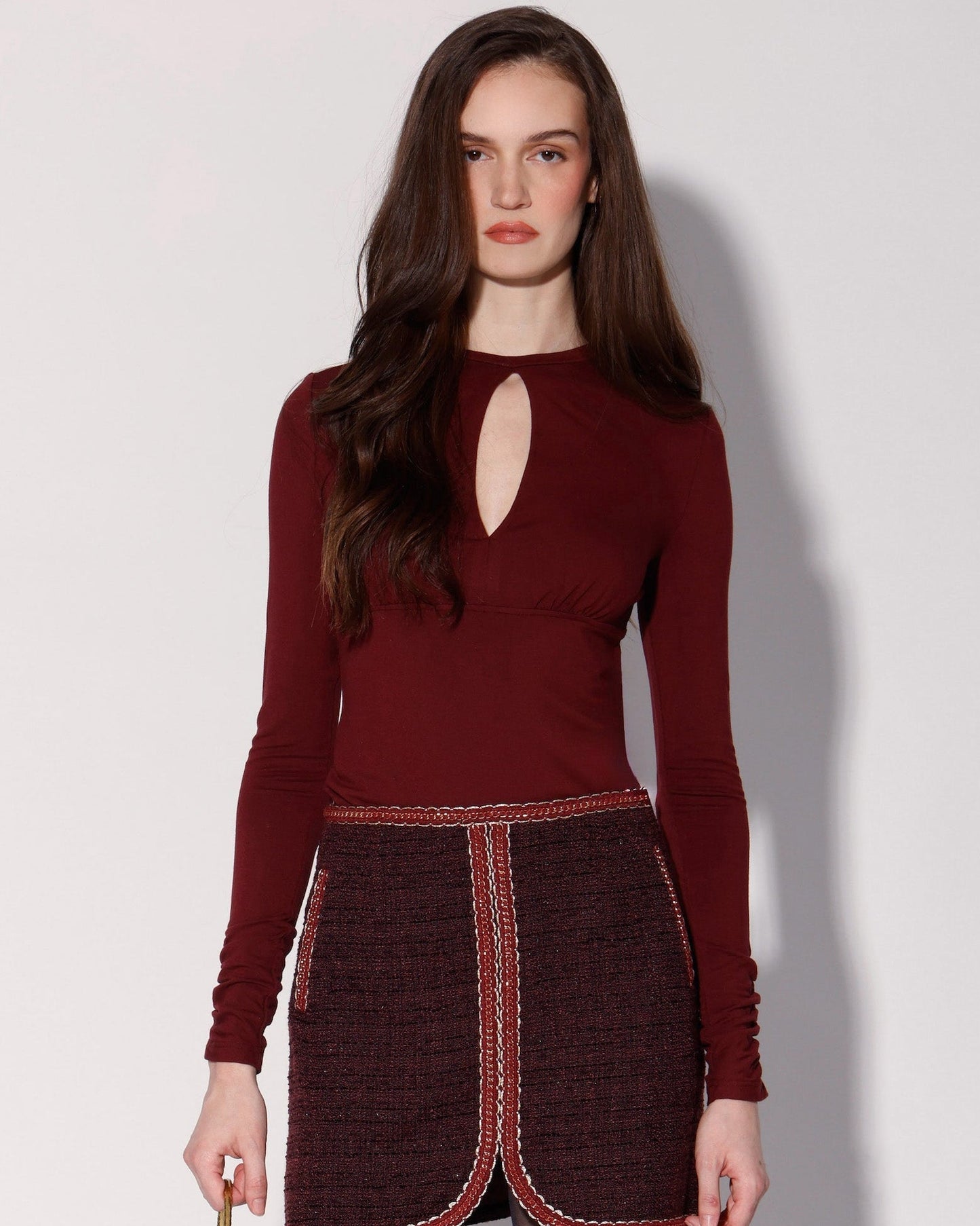 Elaine Skirt, Bordeaux Tweed