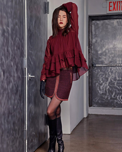 Elaine Skirt, Bordeaux Tweed