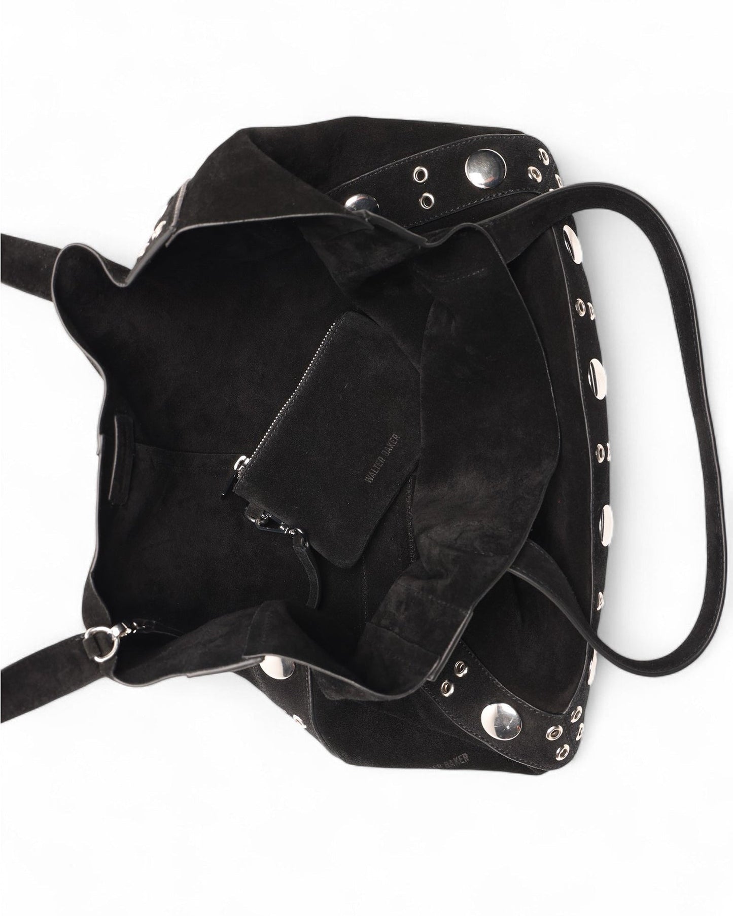 Flynn Studded Tote, Black Suede