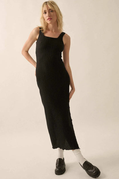 Kiss and Tell Textured Pucker-Knit Midi Dress