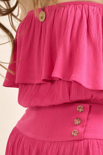 Summer Sizzle Ruffled Crepe Strapless Mini Dress