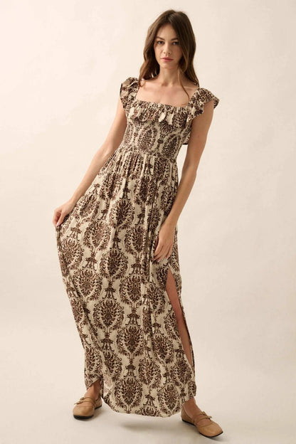Opulent Beauty Ornate Floral-Print Maxi Dress