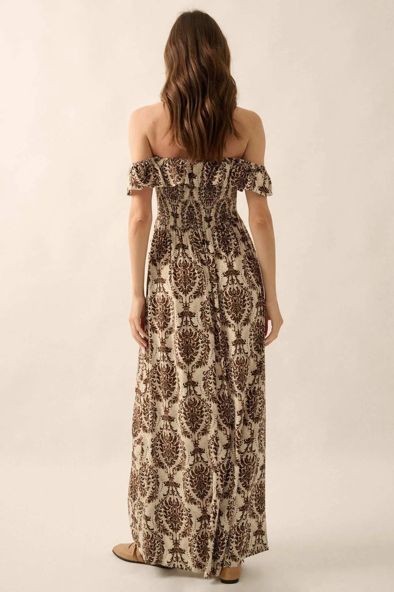 Opulent Beauty Ornate Floral-Print Maxi Dress