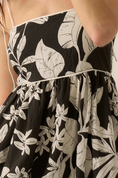 Botanical Beauty Tropical High-Waist Midi Dress