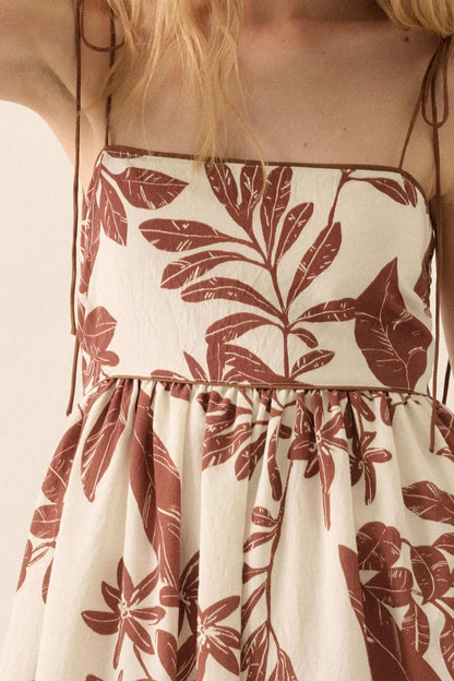 Botanical Beauty Tropical High-Waist Midi Dress