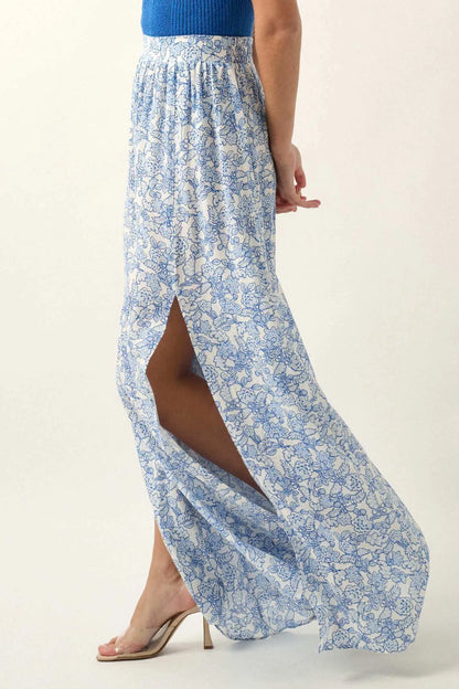 Fascinating Flowers Floral Split-Leg Palazzo Pants