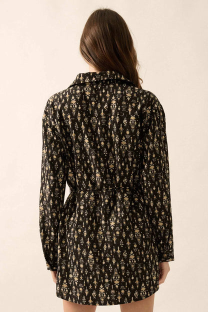 Magic Hour Ornate Floral Button-Up Shirt Romper