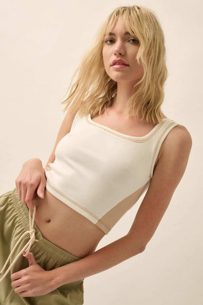 Premium Scuba Colorblock Cropped Tank Top