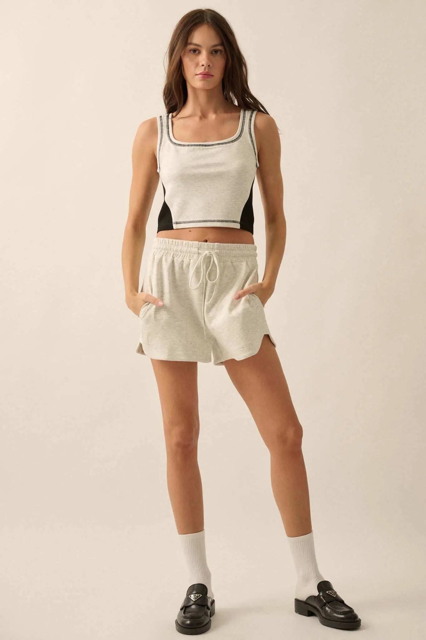 Premium Scuba Colorblock Cropped Tank Top