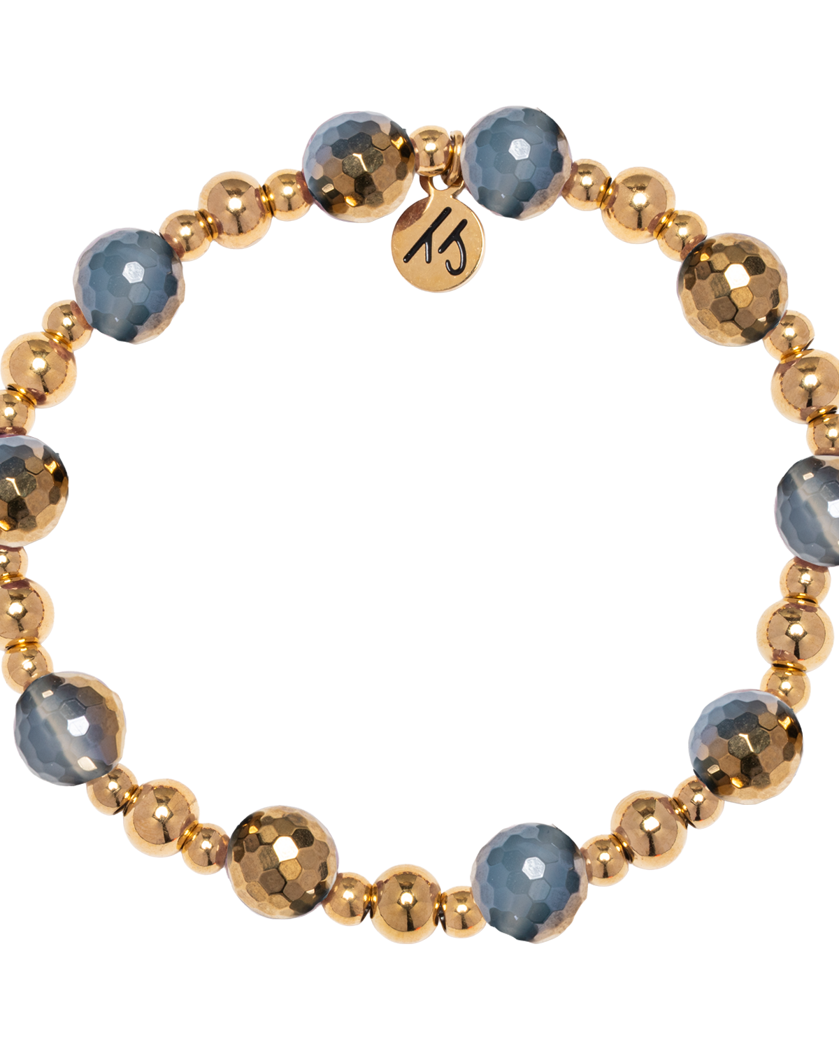 Gold Day by Day Collection- Blue Gold Agate Gemstone Bracelet