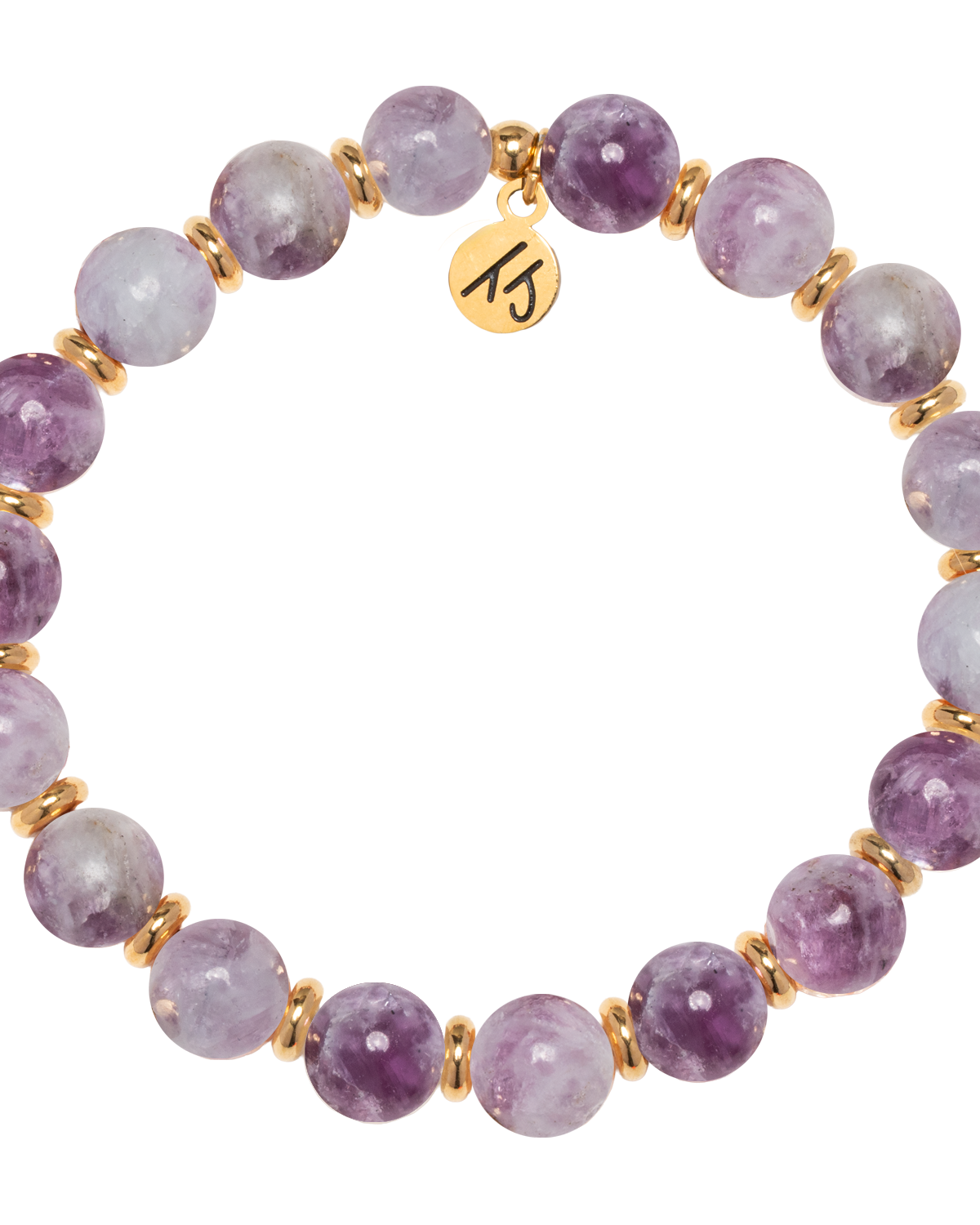 Gold Empowered Elegance Collection- Lepidolite Quartz Gemstone Bracelet