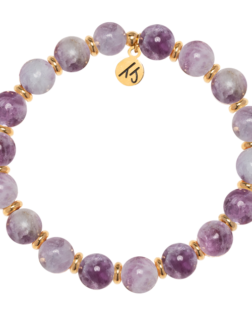 Gold Empowered Elegance Collection- Lepidolite Quartz Gemstone Bracelet