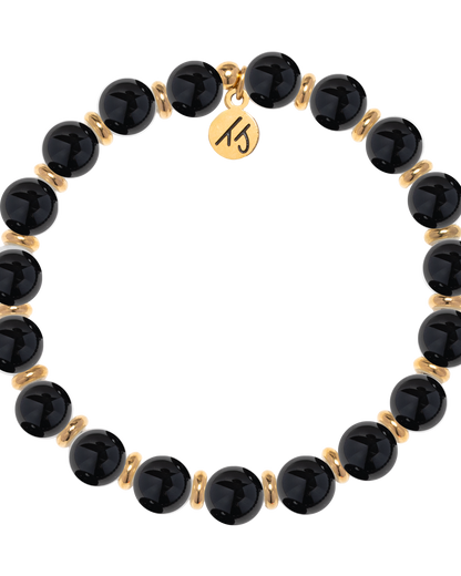 Gold Empowered Elegance Collection- Onyx Gemstone Bracelet