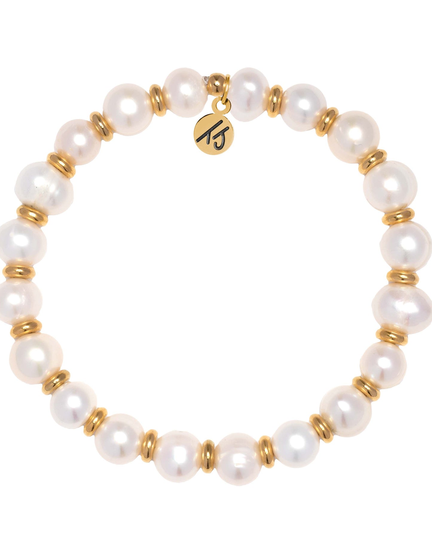 Gold Empowered Elegance Collection- Pearl Gemstone Bracelet